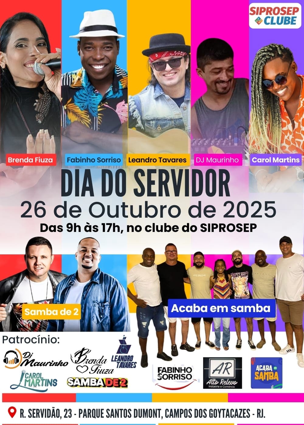 Siprosep: Servidores terão domingo de evento com shows e prêmios