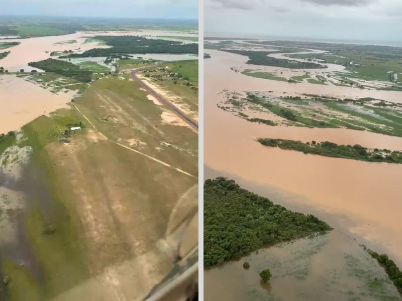 Vídeo: Água da cheia do Paraíba em estrada perto da Ponte da Integração