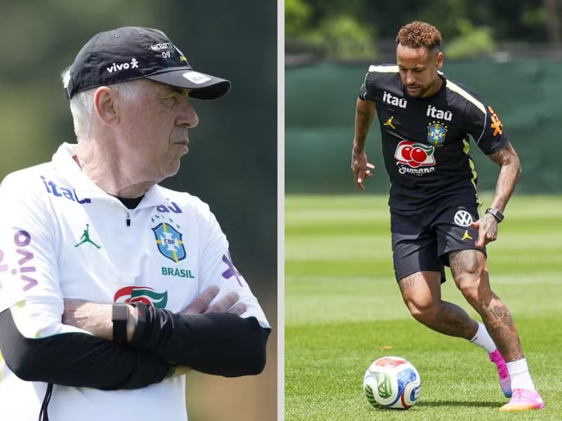 Ancelotti confirma Neymar disponível para jogo contra a Escócia: 'Trabalhou bem'